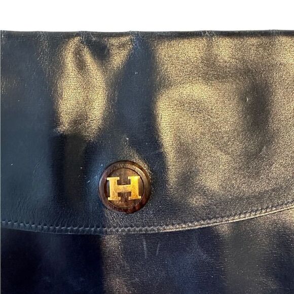 Hermes navy leather envelope clutch - Picture 9 of 14
